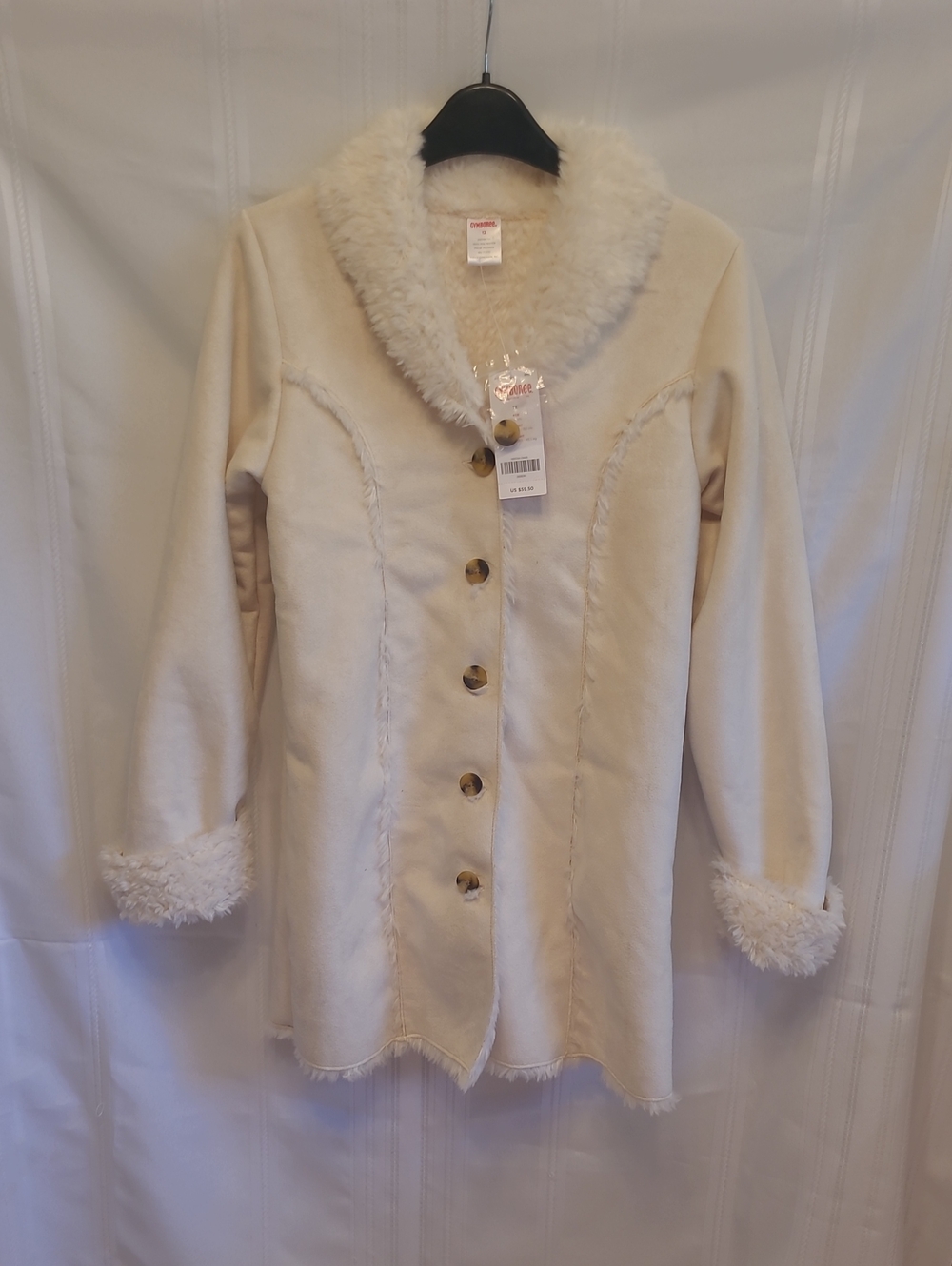 Gymboree Cream Faux Shearling Button-up Coat - Size 12 - NWT